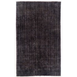 Charcoal Gray Over-Dyed Rug for Modern Interiors. Handmade Vintage Turkish Carpet. 6.5 x 10.6 Ft (196 x 322 cm)