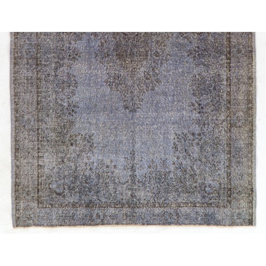Gray Over-Dyed Rug for Modern Interiors. Handmade Vintage Turkish Carpet. 6.6 x 10.2 Ft (200 x 310 cm)