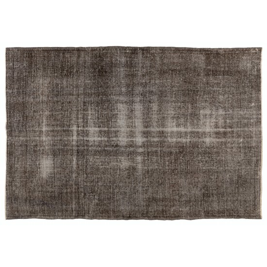 One-of-a-kind Gray Over-Dyed Rug for Modern Interiors. Handmade Vintage Turkish Carpet. 6.9 x 10 Ft (210 x 304 cm)