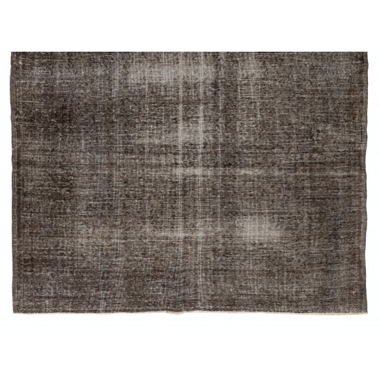 One-of-a-kind Gray Over-Dyed Rug for Modern Interiors. Handmade Vintage Turkish Carpet. 6.9 x 10 Ft (210 x 304 cm)