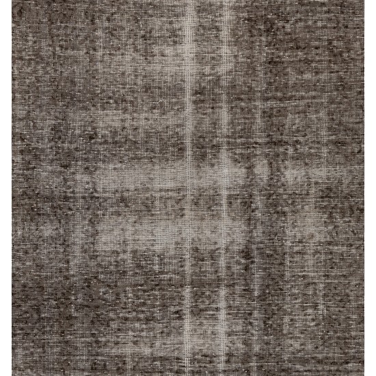One-of-a-kind Gray Over-Dyed Rug for Modern Interiors. Handmade Vintage Turkish Carpet. 6.9 x 10 Ft (210 x 304 cm)