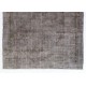 Distressed Gray Over-Dyed Rug for Contemporary Interiors. Hand-Knotted Vintage Turkish Carpet. 6.9 x 10 Ft (210 x 307 cm)