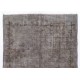 Distressed Gray Over-Dyed Rug for Contemporary Interiors. Hand-Knotted Vintage Turkish Carpet. 6.9 x 10 Ft (210 x 307 cm)