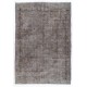Distressed Gray Over-Dyed Rug for Contemporary Interiors. Hand-Knotted Vintage Turkish Carpet. 6.9 x 10 Ft (210 x 307 cm)