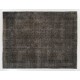 Taupe Over-Dyed Rug for Contemporary Interiors. Hand-Knotted Vintage Turkish Carpet. 7 x 9.3 Ft (214 x 281 cm)