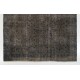 Taupe Over-Dyed Rug for Contemporary Interiors. Hand-Knotted Vintage Turkish Carpet. 7 x 9.3 Ft (214 x 281 cm)