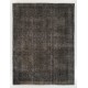 Taupe Over-Dyed Rug for Contemporary Interiors. Hand-Knotted Vintage Turkish Carpet. 7 x 9.3 Ft (214 x 281 cm)