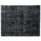 Unique Black Over-Dyed Vintage Handmade Turkish Area Rug for Contemporary Interiors. 7.2 x 11 Ft (218 x 335 cm)