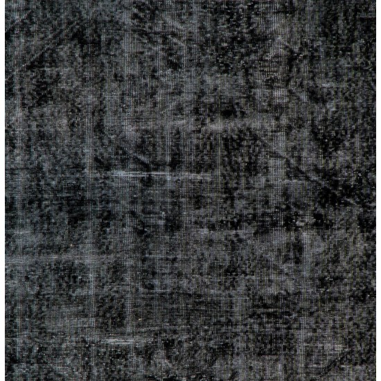 Unique Black Over-Dyed Vintage Handmade Turkish Area Rug for Contemporary Interiors. 7.2 x 11 Ft (218 x 335 cm)