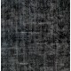 Unique Black Over-Dyed Vintage Handmade Turkish Area Rug for Contemporary Interiors. 7.2 x 11 Ft (218 x 335 cm)