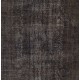 Distressed Gray Over-Dyed Rug for Contemporary Interiors. Hand-Knotted Vintage Turkish Carpet. 7.6 x 11.4 Ft (230 x 345 cm)