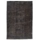 Distressed Gray Over-Dyed Rug for Contemporary Interiors. Hand-Knotted Vintage Turkish Carpet. 7.6 x 11.4 Ft (230 x 345 cm)