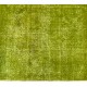 Green Overdyed Rug for Modern Home & Office. Hand-Knotted Vintage Turkish Carpet. 3.7 x 6.8 Ft (110 x 205 cm)