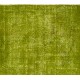 Green Overdyed Rug for Modern Home & Office. Hand-Knotted Vintage Turkish Carpet. 3.7 x 6.8 Ft (110 x 205 cm)