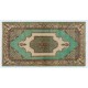 Green Overdyed Rug for Modern Home & Office. Hand-Knotted Vintage Turkish Carpet. 3.9 x 7 Ft (116 x 213 cm)