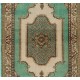 Green Overdyed Rug for Modern Home & Office. Hand-Knotted Vintage Turkish Carpet. 3.9 x 7 Ft (116 x 213 cm)