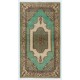 Green Overdyed Rug for Modern Home & Office. Hand-Knotted Vintage Turkish Carpet. 3.9 x 7 Ft (116 x 213 cm)