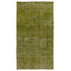 Green Overdyed Rug for Modern Home & Office. Hand-Knotted Vintage Turkish Carpet. 4.6 x 8.6 Ft (140 x 260 cm)