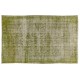 Distressed Light Green Overdyed Rug for Modern Home & Office. Hand-Knotted Vintage Turkish Carpet. 5.6 x 8.7 Ft (170 x 263 cm)