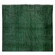 Green Overdyed Rug for Modern Home & Office. Hand-Knotted Vintage Turkish Carpet. 5.9 x 10.3 Ft (177 x 313 cm)