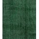 Green Overdyed Rug for Modern Home & Office. Hand-Knotted Vintage Turkish Carpet. 5.9 x 10.3 Ft (177 x 313 cm)