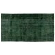Green Overdyed Rug for Modern Home & Office. Hand-Knotted Vintage Turkish Carpet. 6 x 10.2 Ft (180 x 310 cm)