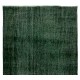 Green Overdyed Rug for Modern Home & Office. Hand-Knotted Vintage Turkish Carpet. 6 x 10.2 Ft (180 x 310 cm)