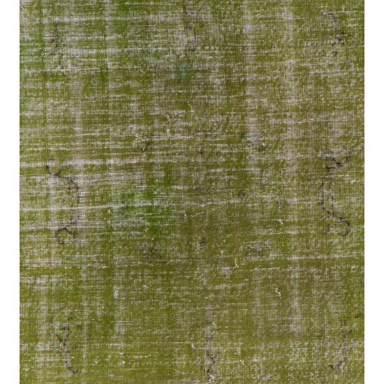 Light Green Overdyed Rug for Modern Home & Office. Hand-Knotted Vintage Turkish Carpet. 6.4 x 9.5 Ft (195 x 288 cm)