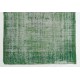 Green Overdyed Rug for Modern Home & Office. Hand-Knotted Vintage Turkish Carpet. 6.6 x 9.6 Ft (200 x 290 cm)