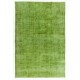 Green Overdyed Rug for Modern Home & Office. Hand-Knotted Vintage Turkish Carpet. 7.5 x 11 Ft (226 x 333 cm)