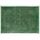 Green Overdyed Rug for Modern Home & Office. Hand-Knotted Vintage Turkish Carpet. 8.7 x 12.4 Ft (265 x 375 cm)