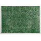 Green Overdyed Rug for Modern Home & Office. Hand-Knotted Vintage Turkish Carpet. 8.7 x 12.4 Ft (265 x 375 cm)