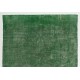 Green Overdyed Rug for Modern Home & Office. Hand-Knotted Vintage Turkish Carpet. 8.7 x 12.4 Ft (265 x 375 cm)