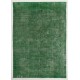 Green Overdyed Rug for Modern Home & Office. Hand-Knotted Vintage Turkish Carpet. 8.7 x 12.4 Ft (265 x 375 cm)