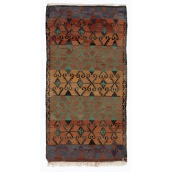 Double Sided Vintage Handmade Kilim from Turkey, Geometric Pattern Wool Rug. 3.5 x 6.2 Ft (105 x 187 cm)