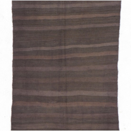 Striped Vintage Handwoven Kilim Runner. Turkish Wool Hallway Runner. 3.6 x 11.9 Ft (109 x 360 cm)
