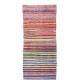 Narrow and Long Vintage Turkish Striped Cotton Runner Kilim "Flat-Weave" for Hallway Decor. 3.7 x 24.6 Ft (110 x 747 cm)