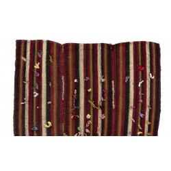 Multicolored Vintage Turkish Kilim, Handmade Wall Hanging. 4 x 4.6 Ft (122 x 140 cm)