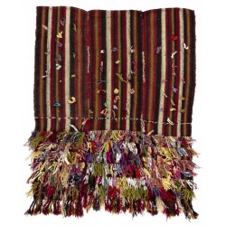 Multicolored Vintage Turkish Kilim, Handmade Wall Hanging. 4 x 4.6 Ft (122 x 140 cm)