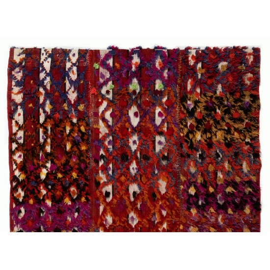 Mutlicolored Anatolian Kilim "Flat-Weave", Handwoven Vintage Wall Hanging. 4.3 x 6 Ft (130 x 180 cm)