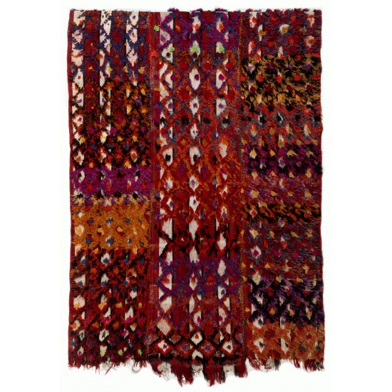 Mutlicolored Anatolian Kilim "Flat-Weave", Handwoven Vintage Wall Hanging. 4.3 x 6 Ft (130 x 180 cm)