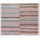 Striped Design Rag Rug, Colorful Vintage Turkish Kilim. 4.3 x 7.3 Ft (130 x 220 cm)