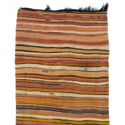 Handwoven Vintage Wool Kilim from Turkey. Striped Double Sided Hallway Runner. 4.3 x 10.4 Ft (130 x 315 cm)