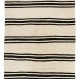 Adjustable' Banded Vintage Turkish Double Sided Wool Runner Kilim in Cream and Black Color. 4.4 x 13.8 Ft (133 x 420 cm)