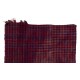 Authentic Handmade Chequered Design Vintage Turkish Kilim Rug in Blue and Red Color. 4.5 x 5 Ft (135 x 154 cm)