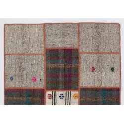 Modern Handmade Vintage Anatolian Patchwork Kilim, Custom Options Available. 4.5 x 6.3 Ft (135 x 190 cm)