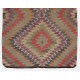 Double Sided Vintage Handmade Kilim from Turkey, Geometric Pattern Wool Rug. 4.6 x 11 Ft (140 x 333 cm)