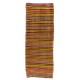 Colorful Nomadic Handwoven Vintage Turkish Wool Kilim. Striped Hallway Runner (Reversible). 4.6 x 12.2 Ft (140 x 370 cm)