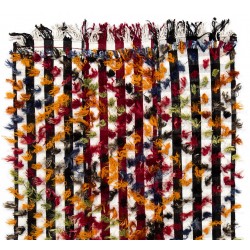 Handmade Turkish Kilim Rug with Colorful Poms. Tribal Style Bed Cover & Wall Hanging. 4.8 x 9 Ft (144 x 277 cm)