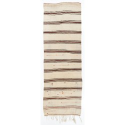Vintage Handwoven Turkish Wool Runner Kilim for Hallway Decor. (Reversible). 4.8 x 13.9 Ft (145 x 423 cm)